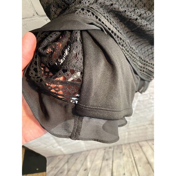 Liz Claiborne Career Black Skirt with Lace Overlay Side Zip Size 12 - Picture 4 of 5